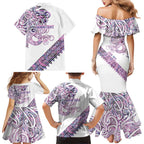 Mawhero Paua shell Kowhaiwhai Taniko Personalised Family Matching Mermaid Dress and Hawaiian Shirt Taniwha Maori Tribal Style