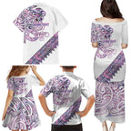 Mawhero Paua shell Kowhaiwhai Taniko Personalised Family Matching Puletasi and Hawaiian Shirt Taniwha Maori Tribal Style