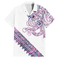 Mawhero Paua shell Kowhaiwhai Taniko Personalised Family Matching Puletasi and Hawaiian Shirt Taniwha Maori Tribal Style