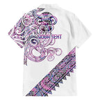 Mawhero Paua shell Kowhaiwhai Taniko Personalised Family Matching Puletasi and Hawaiian Shirt Taniwha Maori Tribal Style