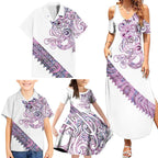 Mawhero Paua shell Kowhaiwhai Taniko Personalised Family Matching Summer Maxi Dress and Hawaiian Shirt Taniwha Maori Tribal Style
