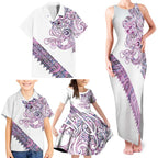 Mawhero Paua shell Kowhaiwhai Taniko Personalised Family Matching Tank Maxi Dress and Hawaiian Shirt Taniwha Maori Tribal Style