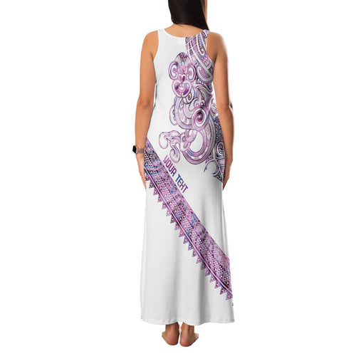 Mawhero Paua shell Kowhaiwhai Taniko Personalised Family Matching Tank Maxi Dress and Hawaiian Shirt Taniwha Maori Tribal Style