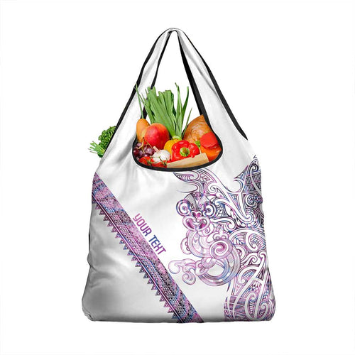 Mawhero Paua shell Kowhaiwhai Taniko Personalised Grocery Bag Taniwha Maori Tribal Style