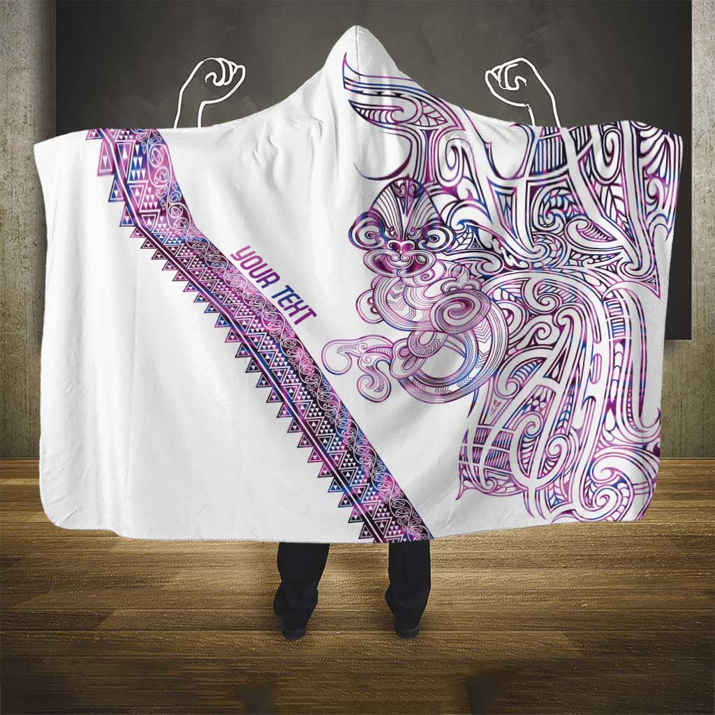 Mawhero Paua shell Kowhaiwhai Taniko Personalised Hooded Blanket Taniwha Maori Tribal Style
