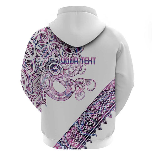 Mawhero Paua shell Kowhaiwhai Taniko Personalised Hoodie Taniwha Maori Tribal Style