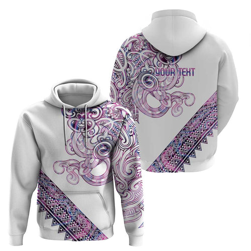 Mawhero Paua shell Kowhaiwhai Taniko Personalised Hoodie Taniwha Maori Tribal Style
