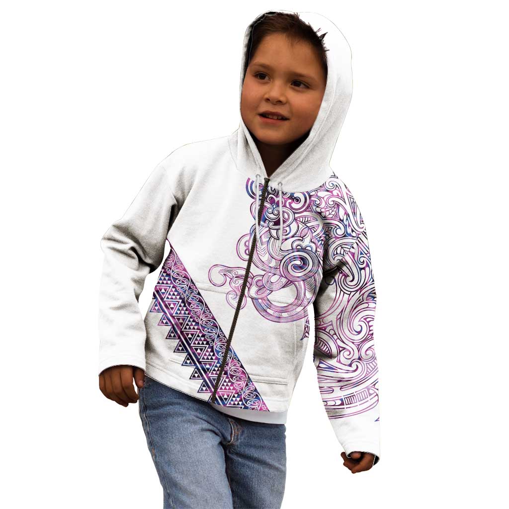 Mawhero Paua shell Kowhaiwhai Taniko Personalised Kid Hoodie Taniwha Maori Tribal Style