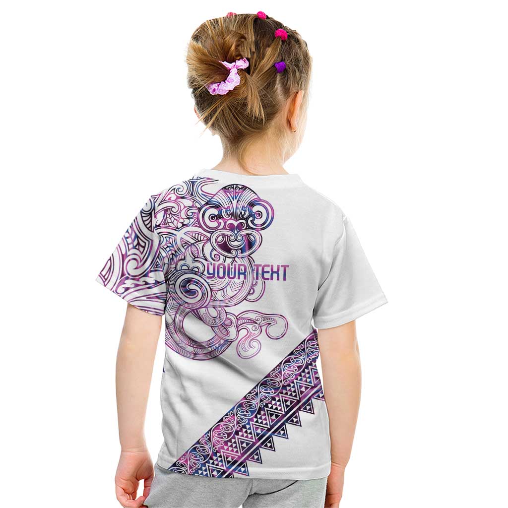Mawhero Paua shell Kowhaiwhai Taniko Personalised Kid T Shirt Taniwha Maori Tribal Style