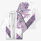 Mawhero Paua shell Kowhaiwhai Taniko Personalised Kimono Taniwha Maori Tribal Style