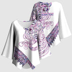 Mawhero Paua shell Kowhaiwhai Taniko Personalised Kimono Sleeve Blouse Taniwha Maori Tribal Style