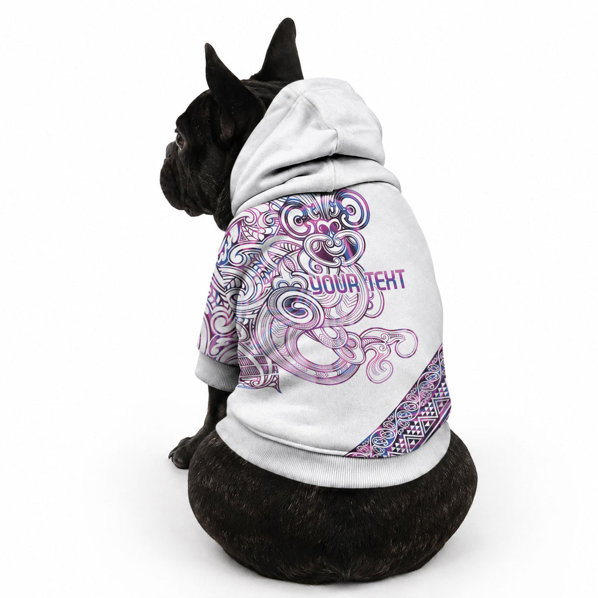 Mawhero Paua shell Kowhaiwhai Taniko Personalised Pet Hoodie Taniwha Maori Tribal Style