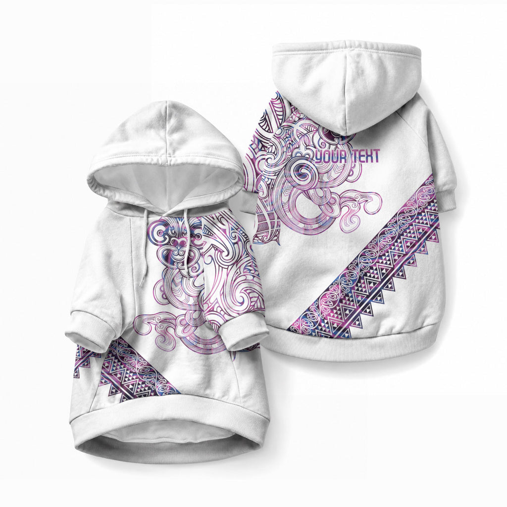 Mawhero Paua shell Kowhaiwhai Taniko Personalised Pet Hoodie Taniwha Maori Tribal Style