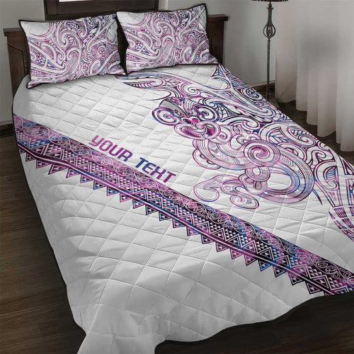 Mawhero Paua shell Kowhaiwhai Taniko Personalised Quilt Bed Set Taniwha Maori Tribal Style
