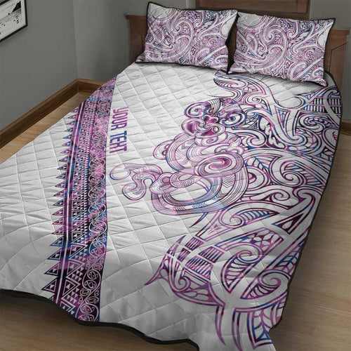 Mawhero Paua shell Kowhaiwhai Taniko Personalised Quilt Bed Set Taniwha Maori Tribal Style