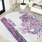 Mawhero Paua shell Kowhaiwhai Taniko Personalised Round Carpet Taniwha Maori Tribal Style