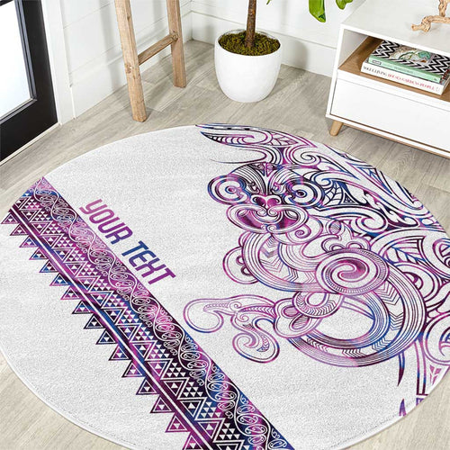 Mawhero Paua shell Kowhaiwhai Taniko Personalised Round Carpet Taniwha Maori Tribal Style