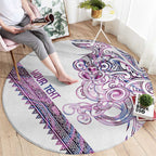 Mawhero Paua shell Kowhaiwhai Taniko Personalised Round Carpet Taniwha Maori Tribal Style