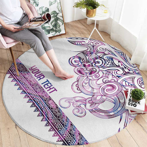 Mawhero Paua shell Kowhaiwhai Taniko Personalised Round Carpet Taniwha Maori Tribal Style
