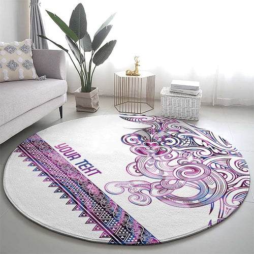 Mawhero Paua shell Kowhaiwhai Taniko Personalised Round Carpet Taniwha Maori Tribal Style