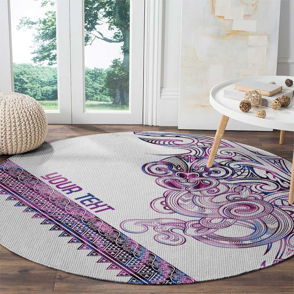Mawhero Paua shell Kowhaiwhai Taniko Personalised Round Carpet Taniwha Maori Tribal Style