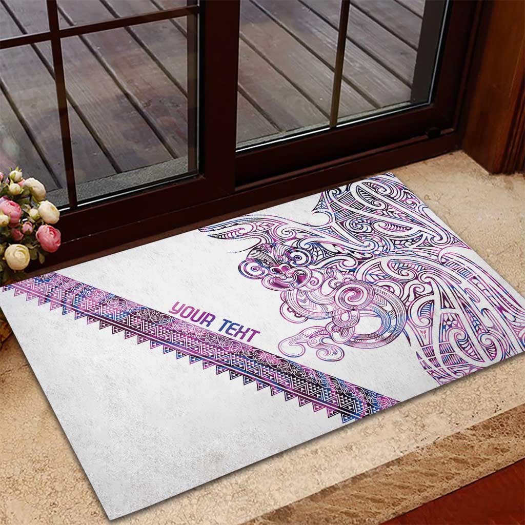 Mawhero Paua shell Kowhaiwhai Taniko Personalised Rubber Doormat Taniwha Maori Tribal Style