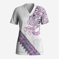 Mawhero Paua shell Kowhaiwhai Taniko Personalised Scrub Top Taniwha Maori Tribal Style