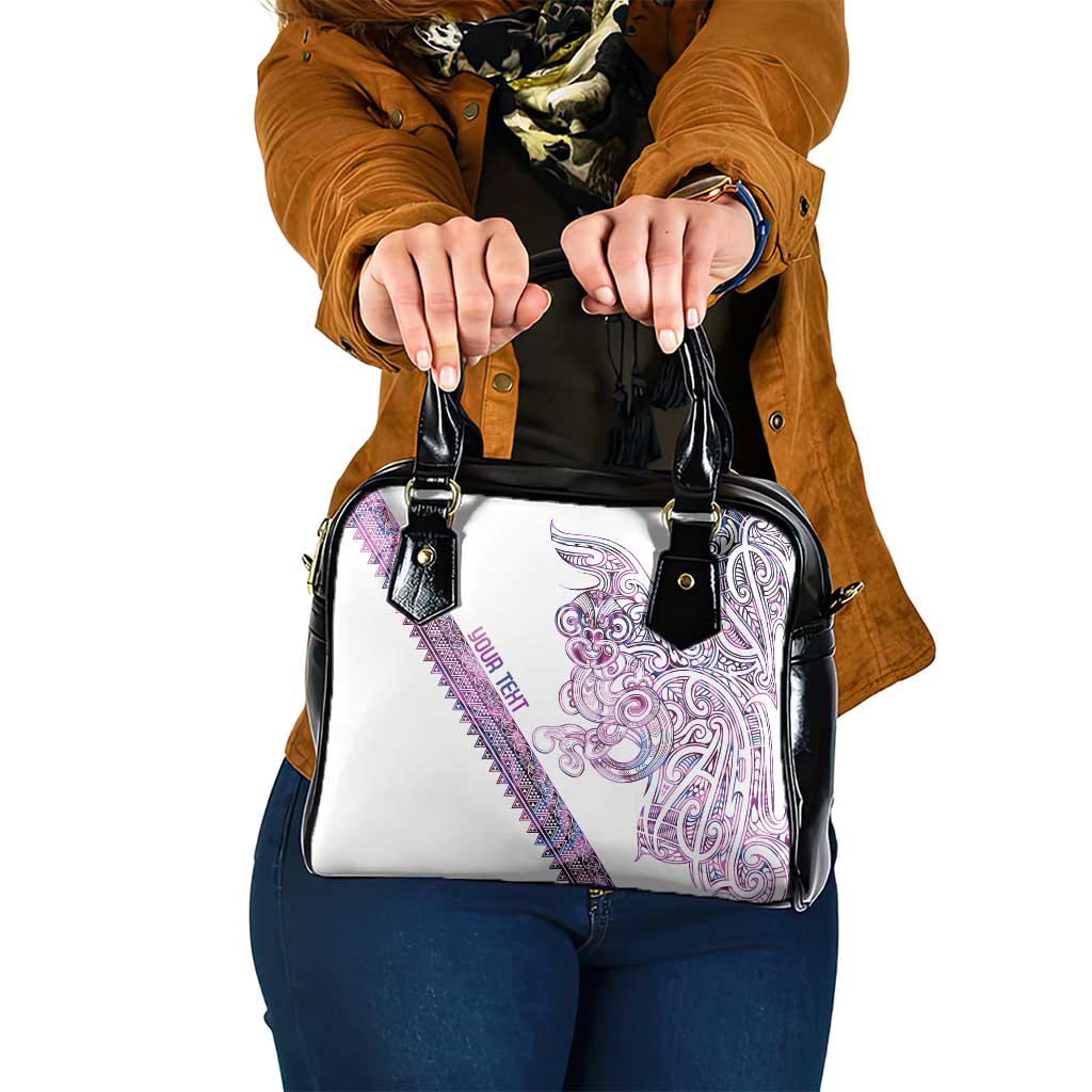Mawhero Paua shell Kowhaiwhai Taniko Personalised Shoulder Handbag Taniwha Maori Tribal Style