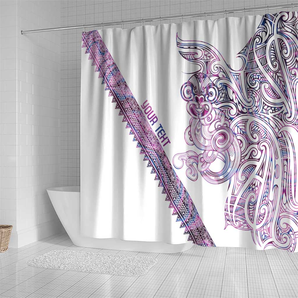 Mawhero Paua shell Kowhaiwhai Taniko Personalised Shower Curtain Taniwha Maori Tribal Style