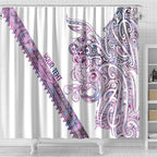 Mawhero Paua shell Kowhaiwhai Taniko Personalised Shower Curtain Taniwha Maori Tribal Style