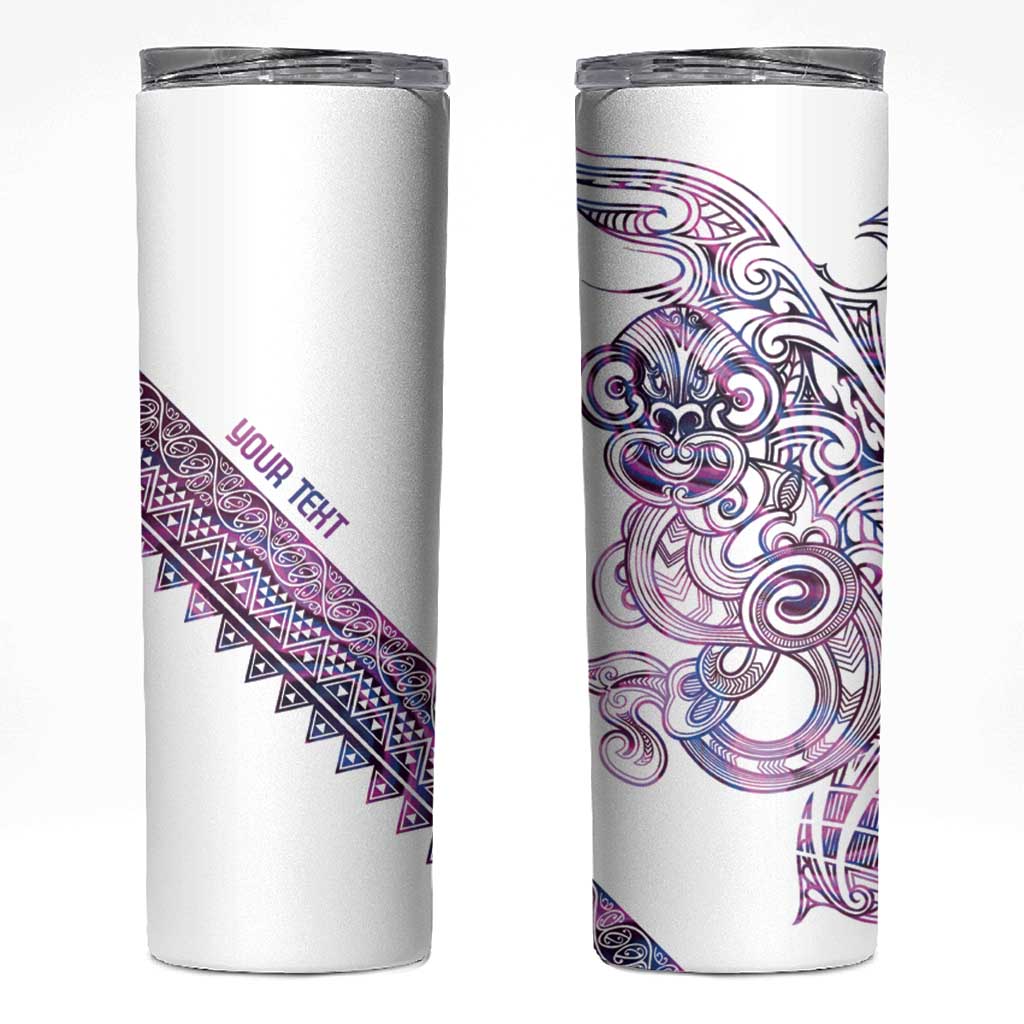 Mawhero Paua shell Kowhaiwhai Taniko Personalised Skinny Tumbler Taniwha Maori Tribal Style