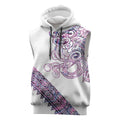 Mawhero Paua shell Kowhaiwhai Taniko Personalised Sleeveless Hoodie Taniwha Maori Tribal Style
