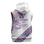 Mawhero Paua shell Kowhaiwhai Taniko Personalised Sleeveless Hoodie Taniwha Maori Tribal Style
