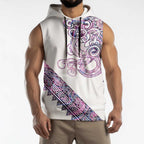 Mawhero Paua shell Kowhaiwhai Taniko Personalised Sleeveless Hoodie Taniwha Maori Tribal Style