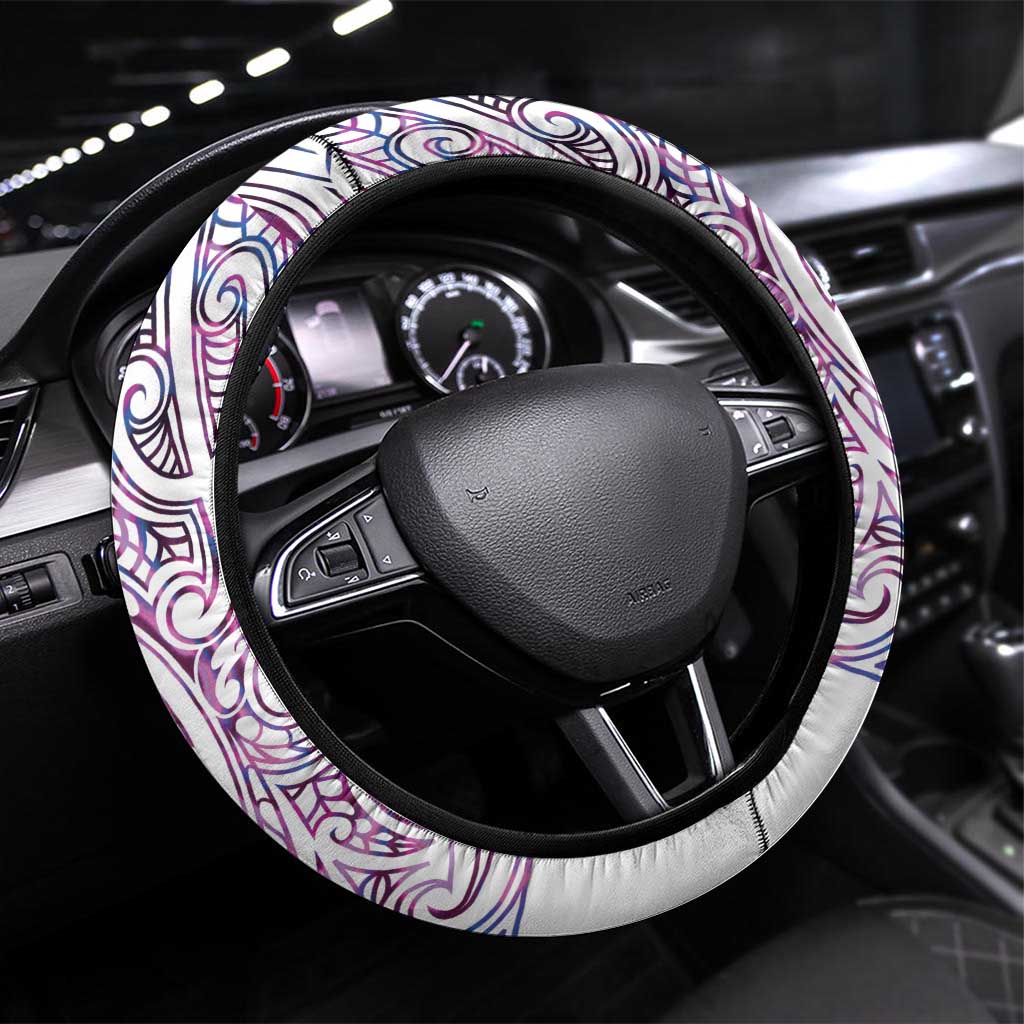Mawhero Paua shell Kowhaiwhai Taniko Steering Wheel Cover Taniwha Maori Tribal Style