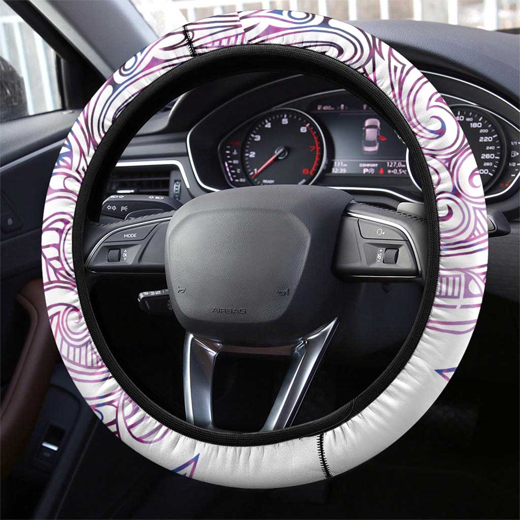 Mawhero Paua shell Kowhaiwhai Taniko Steering Wheel Cover Taniwha Maori Tribal Style