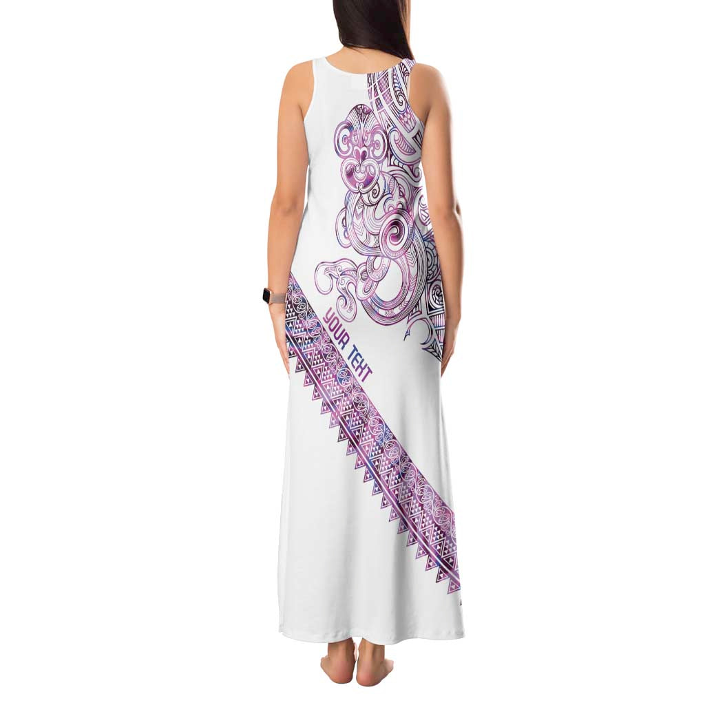 Mawhero Paua shell Kowhaiwhai Taniko Personalised Tank Maxi Dress Taniwha Maori Tribal Style