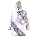 Mawhero Paua shell Kowhaiwhai Taniko Personalised Wearable Blanket Hoodie Taniwha Maori Tribal Style