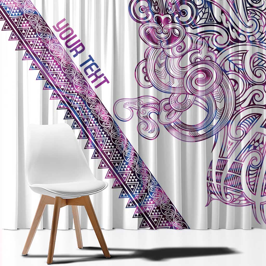 Mawhero Paua shell Kowhaiwhai Taniko Personalised Window Curtain Taniwha Maori Tribal Style