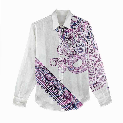 Mawhero Paua shell Kowhaiwhai Taniko Personalised Women Casual Shirt Taniwha Maori Tribal Style