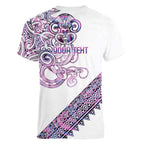Mawhero Paua shell Kowhaiwhai Taniko Personalised Women V-Neck T-Shirt Taniwha Maori Tribal Style