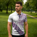 Mawhero Paua shell Kowhaiwhai Taniko Personalised Zipper Polo Shirt Taniwha Maori Tribal Style