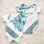Kahui Whetu Paua shell Kowhaiwhai Taniko Personalised Baby Onesie Turtle Tattoo Maori Tribal Style