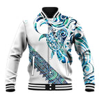 Kahui Whetu Paua shell Kowhaiwhai Taniko Personalised Baseball Jacket Turtle Tattoo Maori Tribal Style