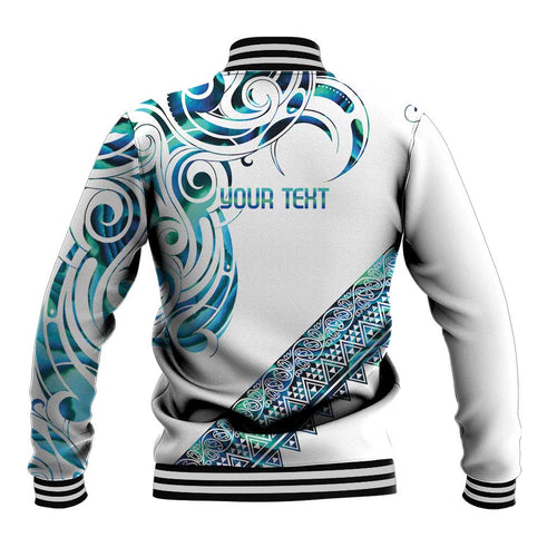 Kahui Whetu Paua shell Kowhaiwhai Taniko Personalised Baseball Jacket Turtle Tattoo Maori Tribal Style