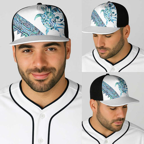 Kahui Whetu Paua shell Kowhaiwhai Taniko Baseball Net Cap Turtle Tattoo Maori Tribal Style