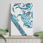 Kahui Whetu Paua shell Kowhaiwhai Taniko Personalised Canvas Wall Art Turtle Tattoo Maori Tribal Style