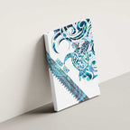 Kahui Whetu Paua shell Kowhaiwhai Taniko Personalised Canvas Wall Art Turtle Tattoo Maori Tribal Style