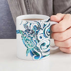 Kahui Whetu Paua shell Kowhaiwhai Taniko Personalised Ceramic Mug Turtle Tattoo Maori Tribal Style