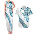 Kahui Whetu Paua shell Kowhaiwhai Taniko Personalised Couples Matching Tank Maxi Dress and Hawaiian Shirt Turtle Tattoo Maori Tribal Style